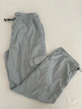 Garage Women Light Blue Parachute Drawstring Utility Cargo Pants
